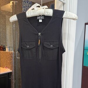 Diesel Black Ribbed Sleeveless Top